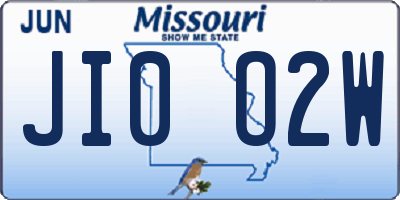 MO license plate JI0O2W