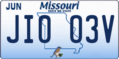 MO license plate JI0O3V