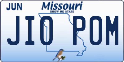 MO license plate JI0P0M