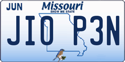 MO license plate JI0P3N