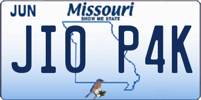 MO license plate JI0P4K