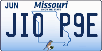 MO license plate JI0P9E