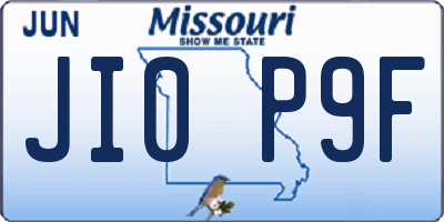MO license plate JI0P9F