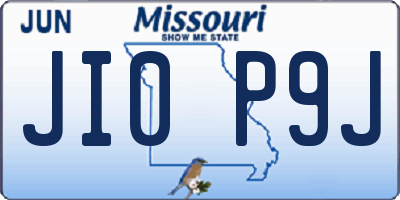 MO license plate JI0P9J