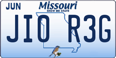 MO license plate JI0R3G