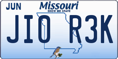 MO license plate JI0R3K
