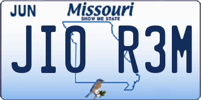 MO license plate JI0R3M