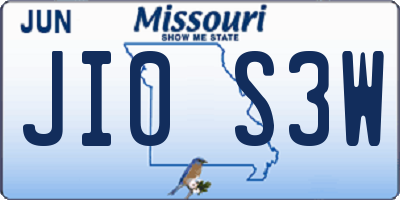 MO license plate JI0S3W