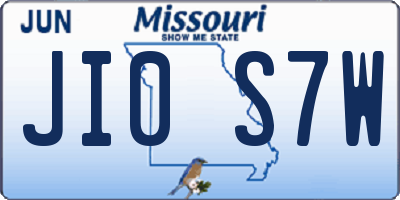 MO license plate JI0S7W