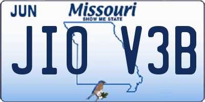 MO license plate JI0V3B