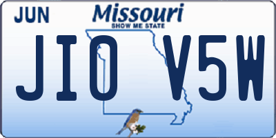 MO license plate JI0V5W
