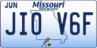 MO license plate JI0V6F