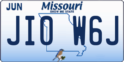 MO license plate JI0W6J