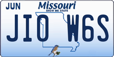 MO license plate JI0W6S