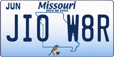 MO license plate JI0W8R