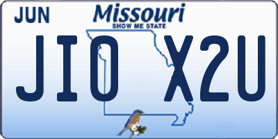 MO license plate JI0X2U