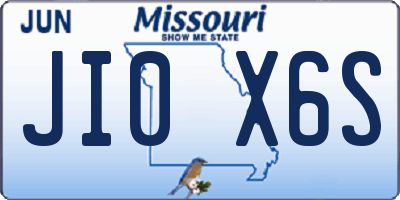 MO license plate JI0X6S