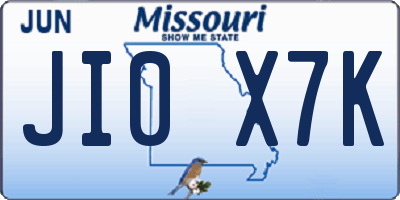MO license plate JI0X7K