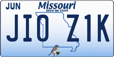 MO license plate JI0Z1K