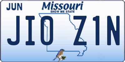 MO license plate JI0Z1N