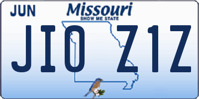 MO license plate JI0Z1Z