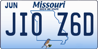 MO license plate JI0Z6D