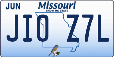MO license plate JI0Z7L
