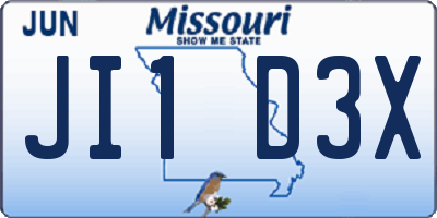 MO license plate JI1D3X
