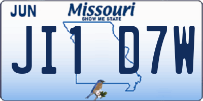MO license plate JI1D7W