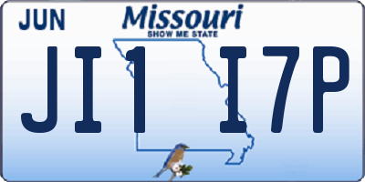 MO license plate JI1I7P