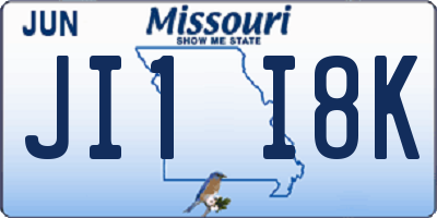 MO license plate JI1I8K