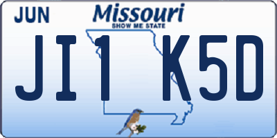 MO license plate JI1K5D