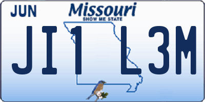 MO license plate JI1L3M