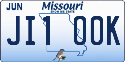 MO license plate JI1O0K