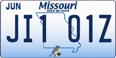 MO license plate JI1O1Z