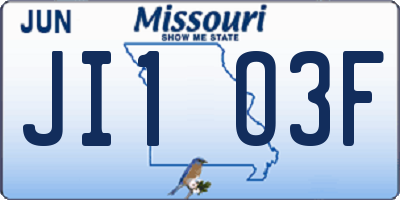 MO license plate JI1O3F