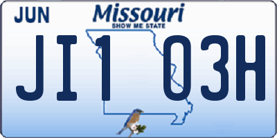 MO license plate JI1O3H