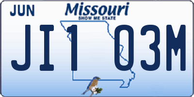 MO license plate JI1O3M