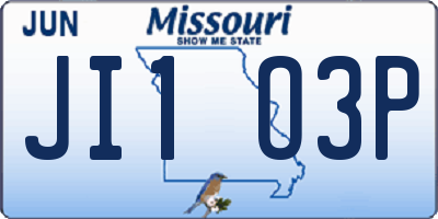 MO license plate JI1O3P