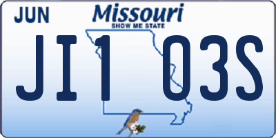 MO license plate JI1O3S