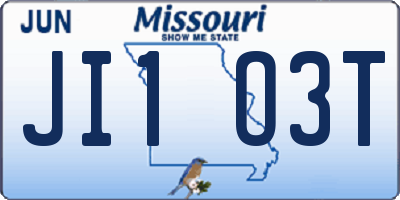 MO license plate JI1O3T