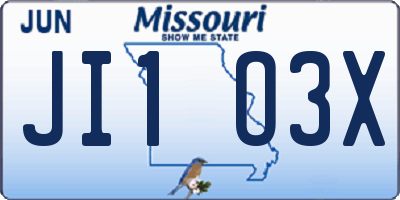 MO license plate JI1O3X