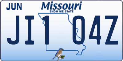MO license plate JI1O4Z