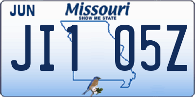 MO license plate JI1O5Z