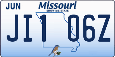 MO license plate JI1O6Z