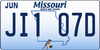 MO license plate JI1O7D