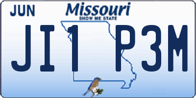 MO license plate JI1P3M