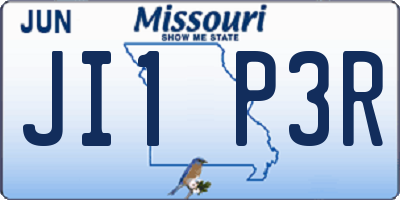MO license plate JI1P3R