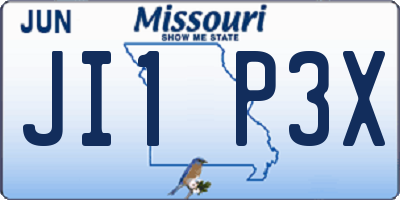 MO license plate JI1P3X