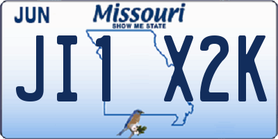 MO license plate JI1X2K